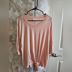 EMILIA Pink Bell Sleeve Knotted Blouse